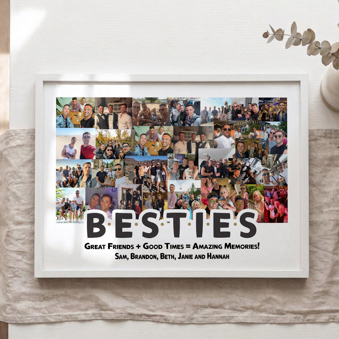 Personalised Besties Photo Collage Print – Custom Best Friend & Friendship Memory Poster Gift
