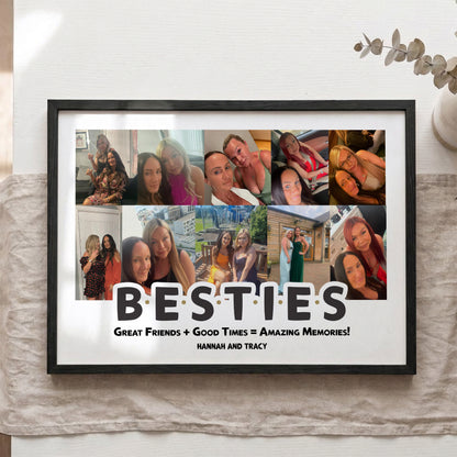 Personalised Besties Photo Collage Print – Custom Best Friend & Friendship Memory Poster Gift