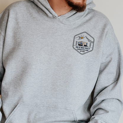 Custom Caravan Hoodie Gift for Couples | Personalised Van Life Gift for Him Her | Camping Motorhome Jumper | Touring Caravan Travel Gift