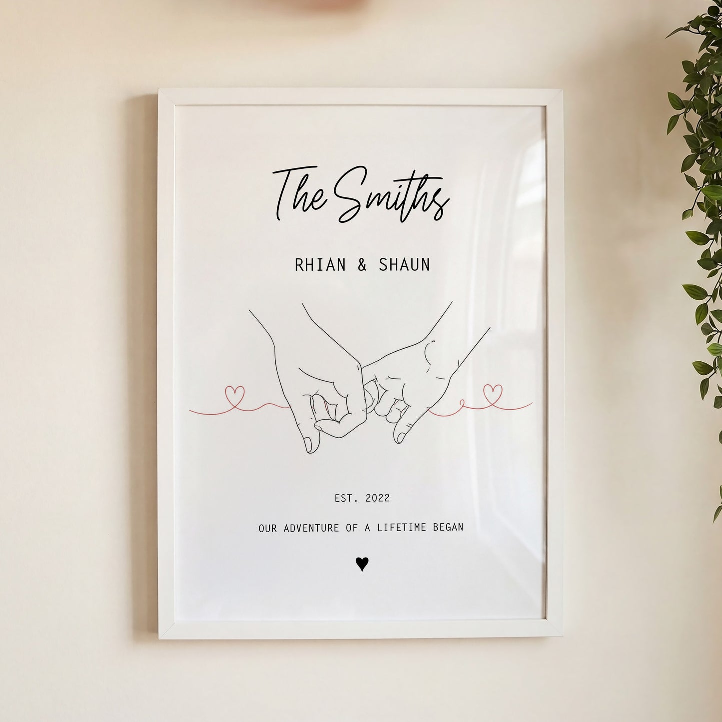 Personalised Our Story Print for Couples | Custom Anniversary Gift, Mr & Mrs Holding Hands Keepsake
