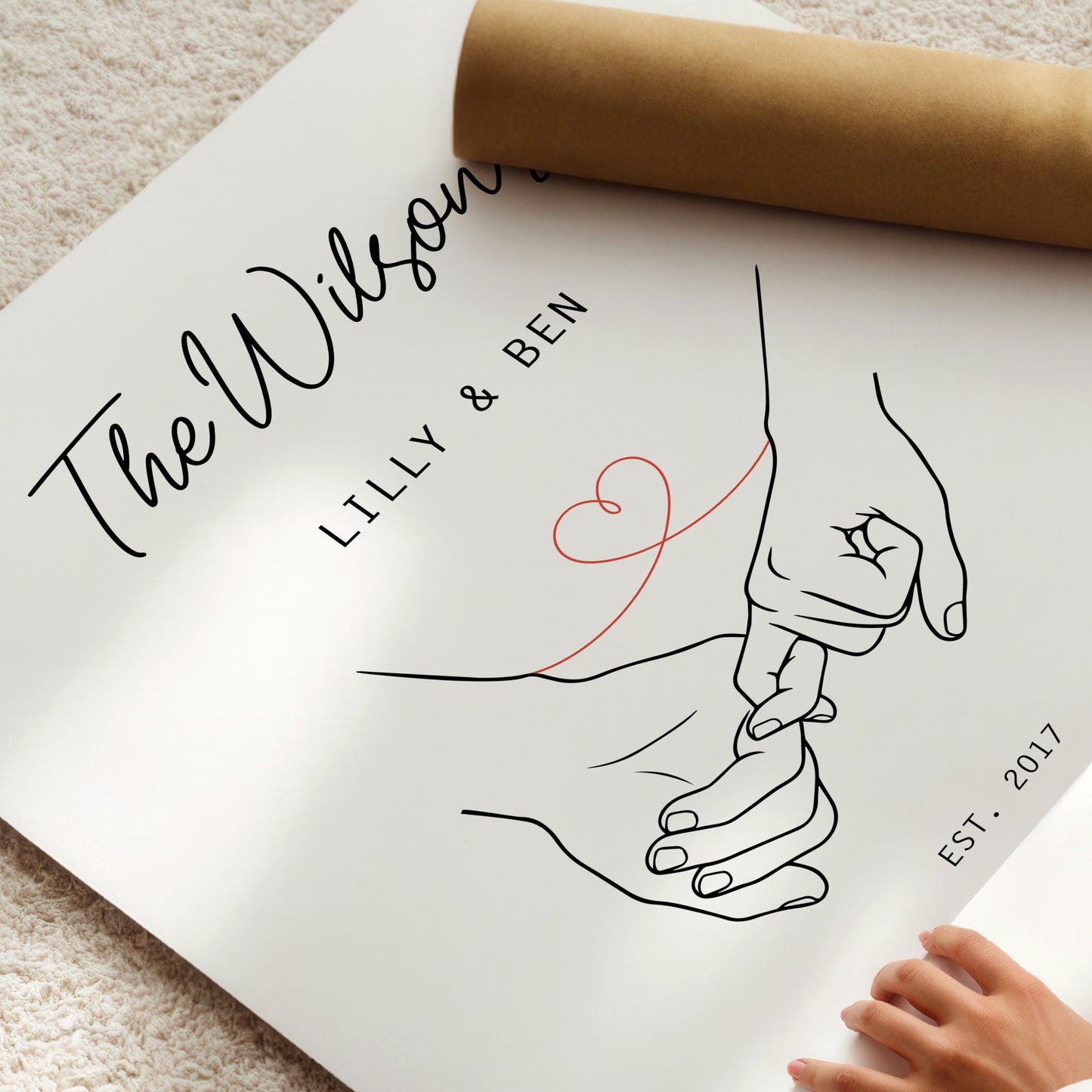 Personalised Our Story Print for Couples | Custom Anniversary Gift, Mr & Mrs Holding Hands Keepsake