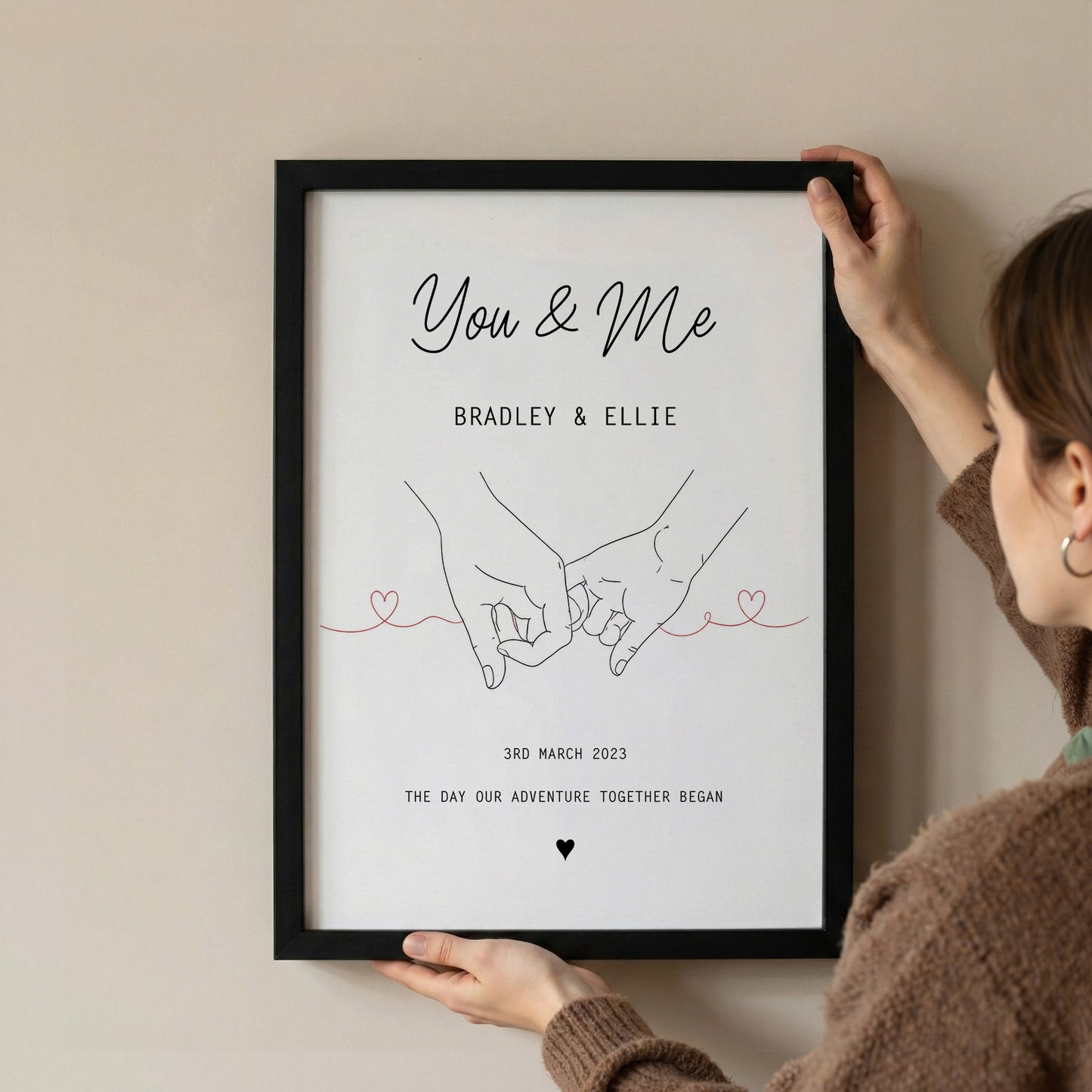 Personalised Our Story Print for Couples | Custom Anniversary Gift, Mr & Mrs Holding Hands Keepsake