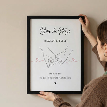 Personalised Our Story Print for Couples | Custom Anniversary Gift, Mr & Mrs Holding Hands Keepsake