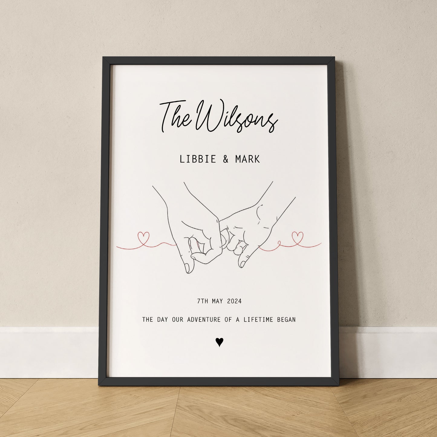 Personalised Our Story Print for Couples | Custom Anniversary Gift, Mr & Mrs Holding Hands Keepsake