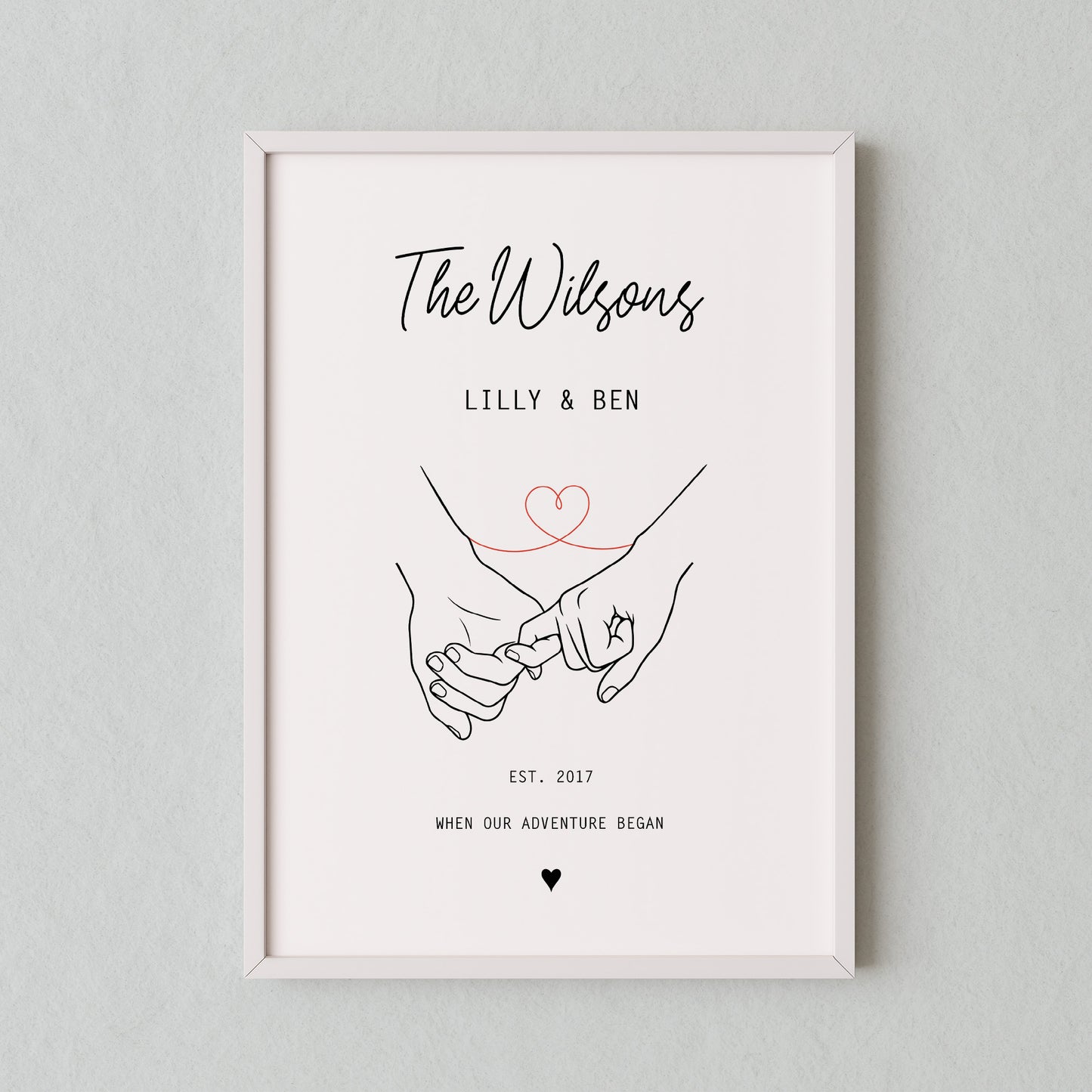 Personalised Our Story Print for Couples | Custom Anniversary Gift, Mr & Mrs Holding Hands Keepsake