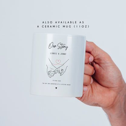 Personalised Our Story Print for Couples | Custom Anniversary Gift, Mr & Mrs Holding Hands Keepsake