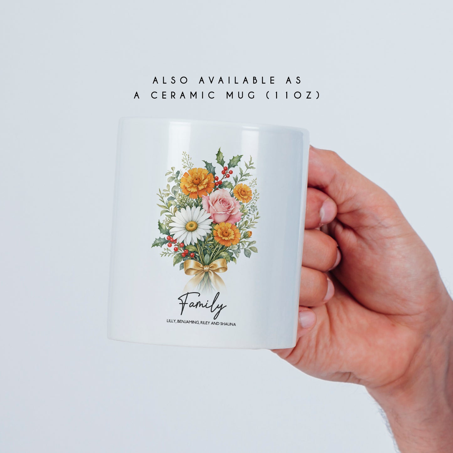Personalised Family Birth Flower Bouquet Print – Custom Floral Wall Art Gift