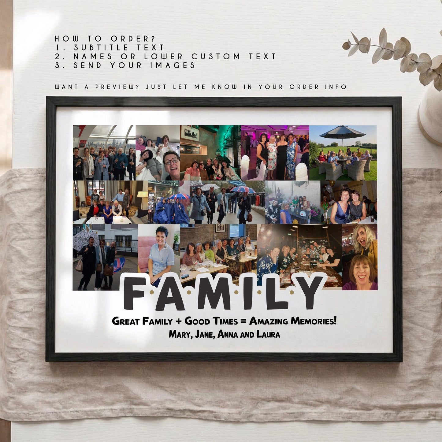 Personalised Family Photo Collage Print – Custom Family Memories Wall Art Gift