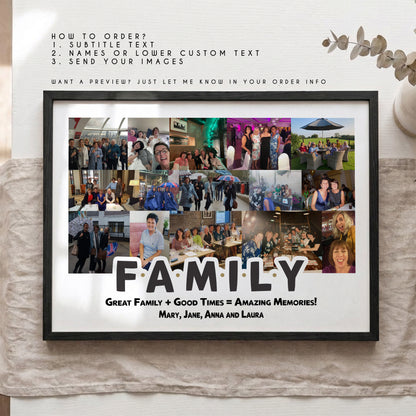 Personalised Family Photo Collage Print – Custom Family Memories Wall Art Gift