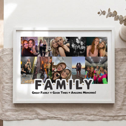 Personalised Family Photo Collage Print – Custom Family Memories Wall Art Gift