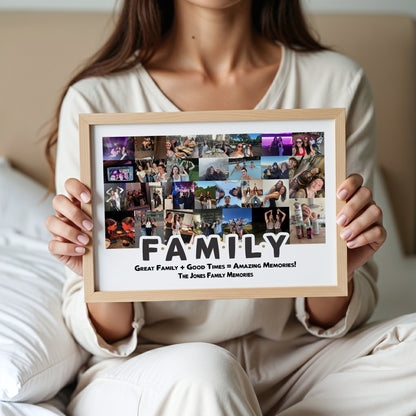 Personalised Family Photo Collage Print – Custom Family Memories Wall Art Gift