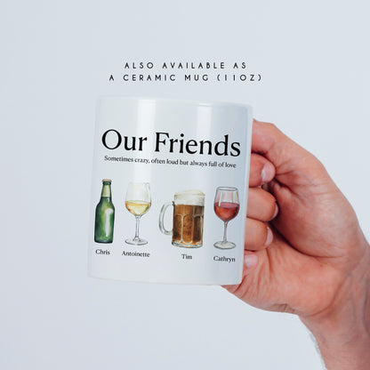 Personalised Friends Drinks Print – Custom Friendship Wall Art Gift with Names