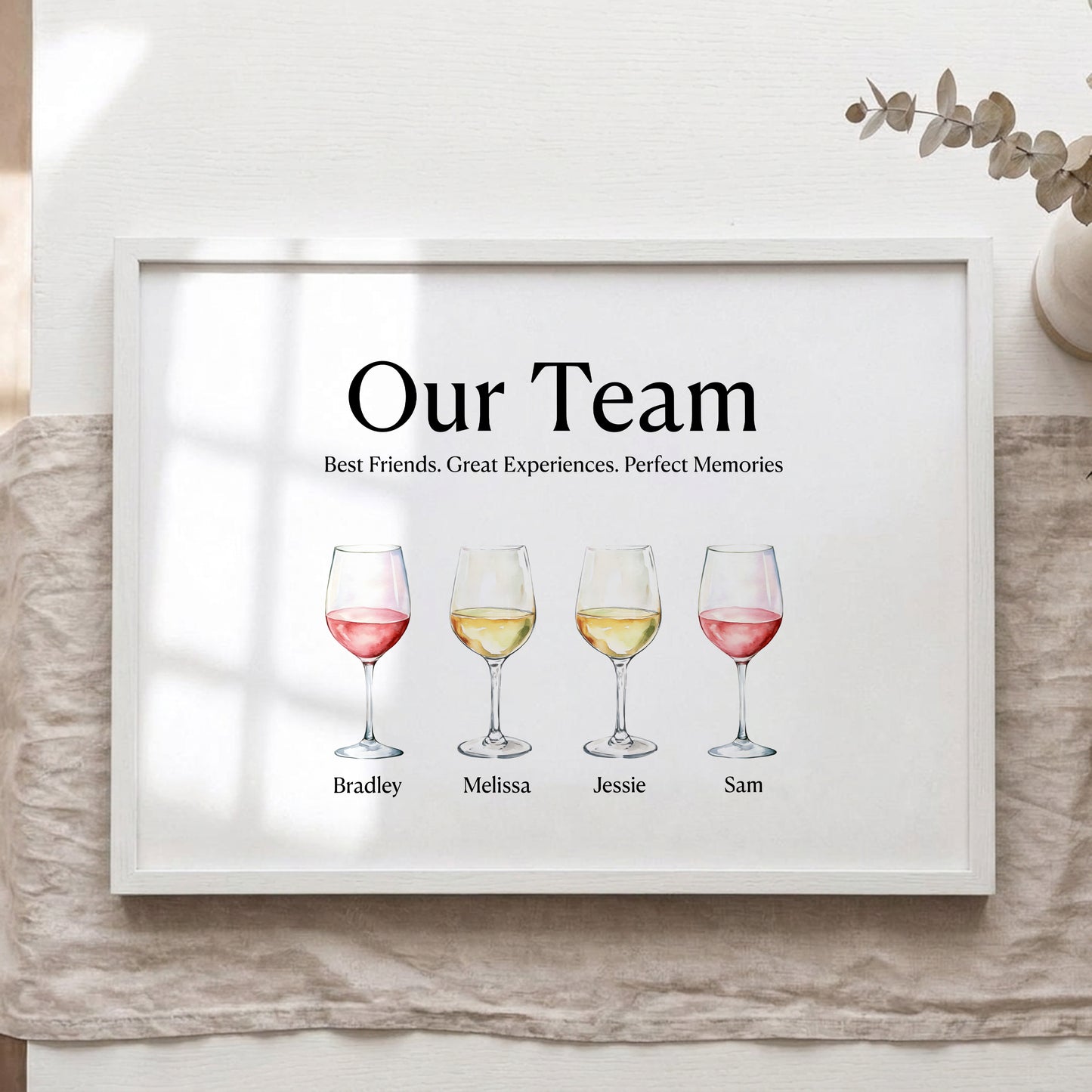 Personalised Friends Drinks Print – Custom Friendship Wall Art Gift with Names