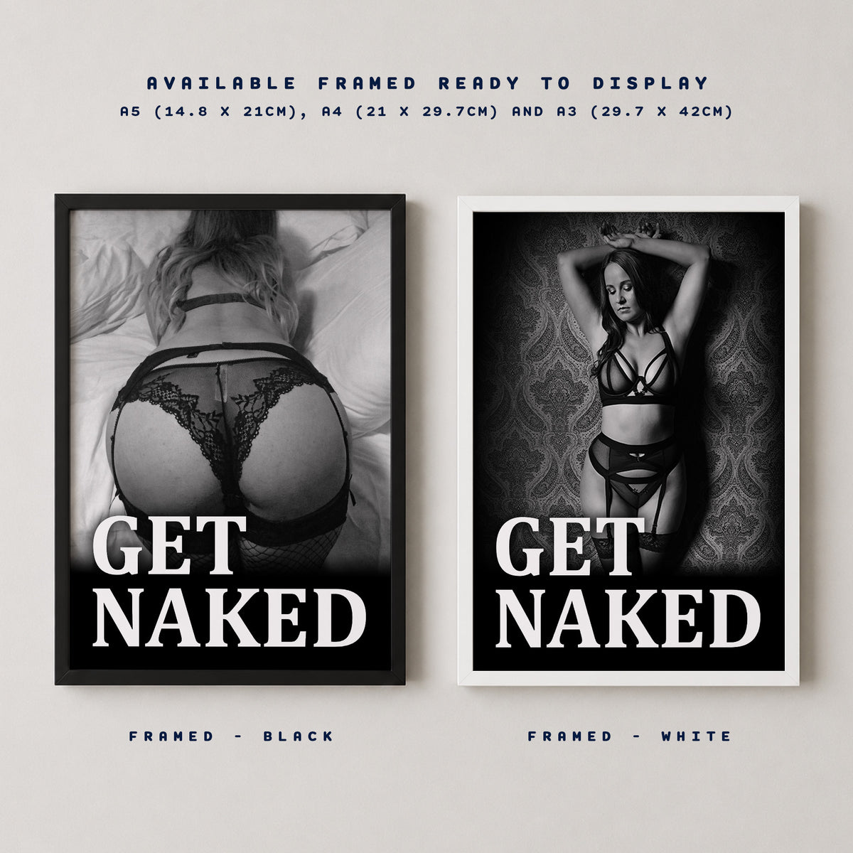 Custom Get Naked Boudoir Print Gift for Husband, Wife or Boyfriend | Sexy Nude Bathroom or Bedroom Wall Art Print | Erotic Wedding Gift for Him