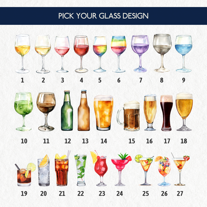 Personalised Friends Drinks Print – Custom Friendship Wall Art Gift with Names