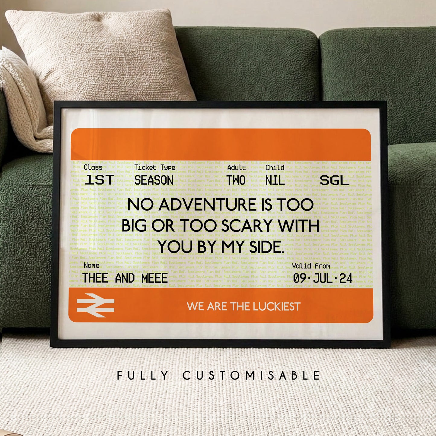 Customised Train Ticket Gift for Him, Dad or Boyfriend | Personalised British Railway Ticket Print | Travel Gift for Fathers Day Valentines