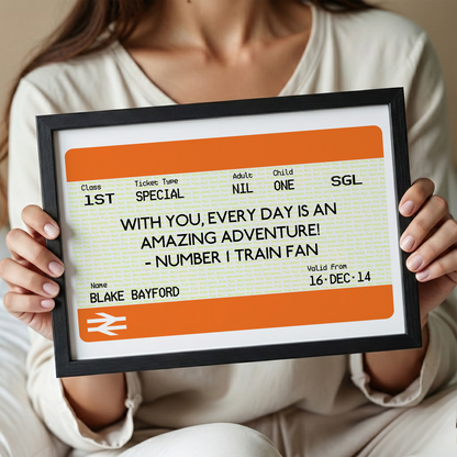 Personalised British Rail Retirement Print – Custom Railway Ticket Framed Gift for Him or Dad