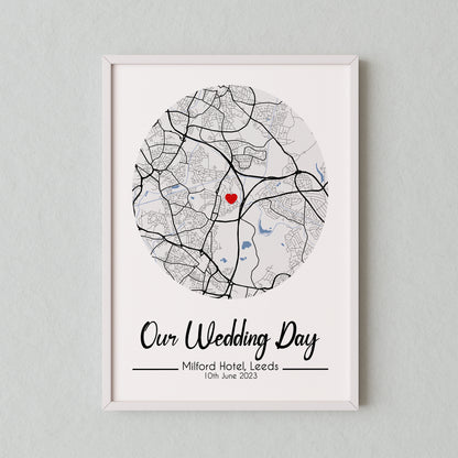 Personalised Where It All Began Map Print – Custom Couple Location Anniversary Gift