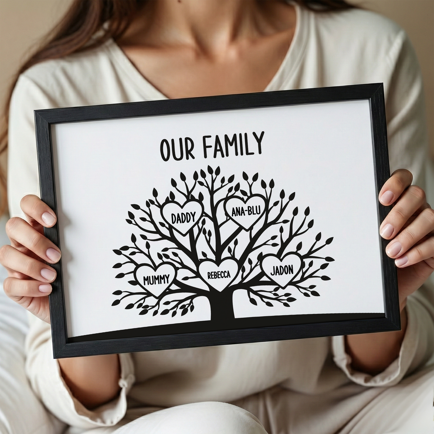 Personalised Family Tree Print – Custom Family Names Wall Art Gift