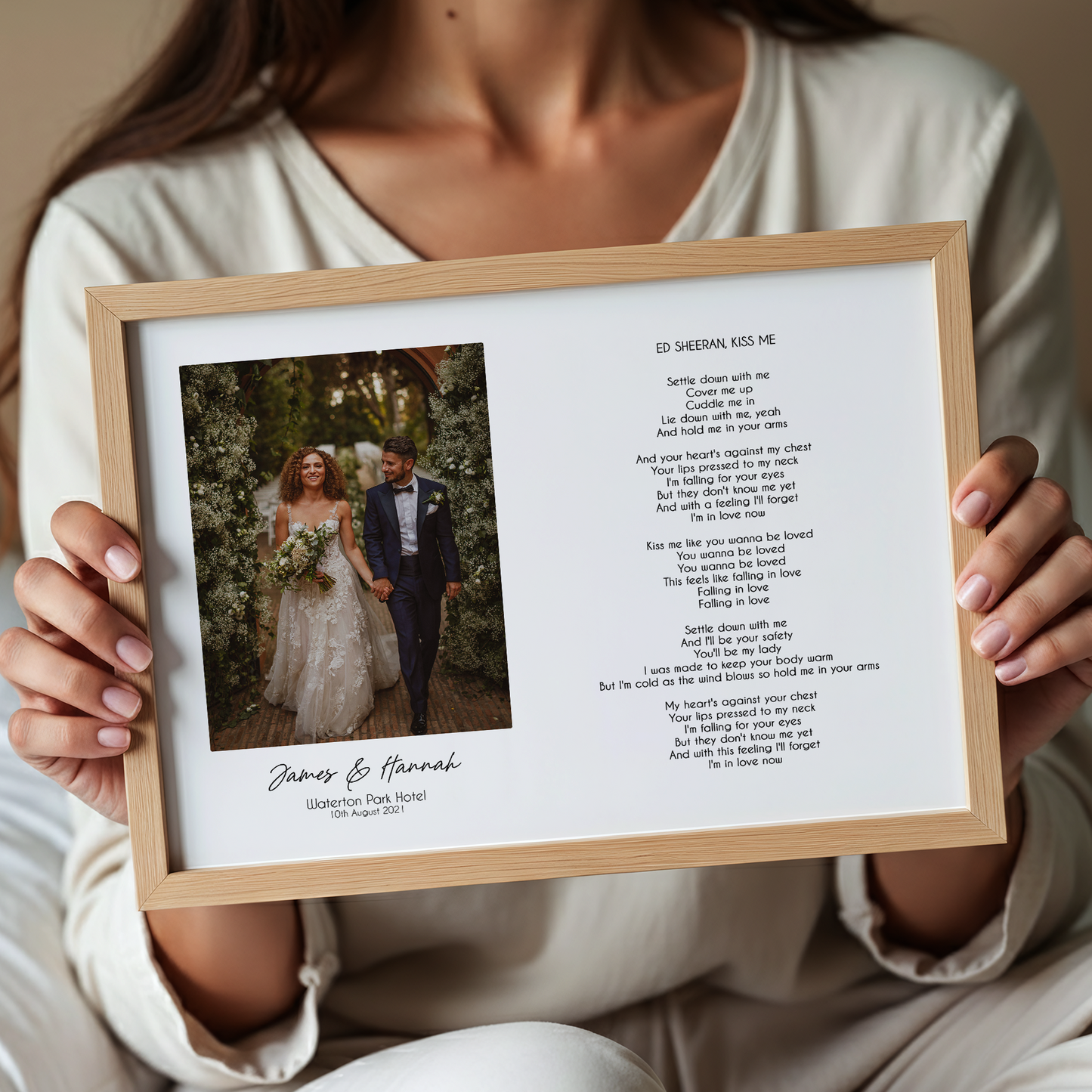 Personalised Wedding Song Lyrics Print with Photo – Custom First Dance Wall Art Gift