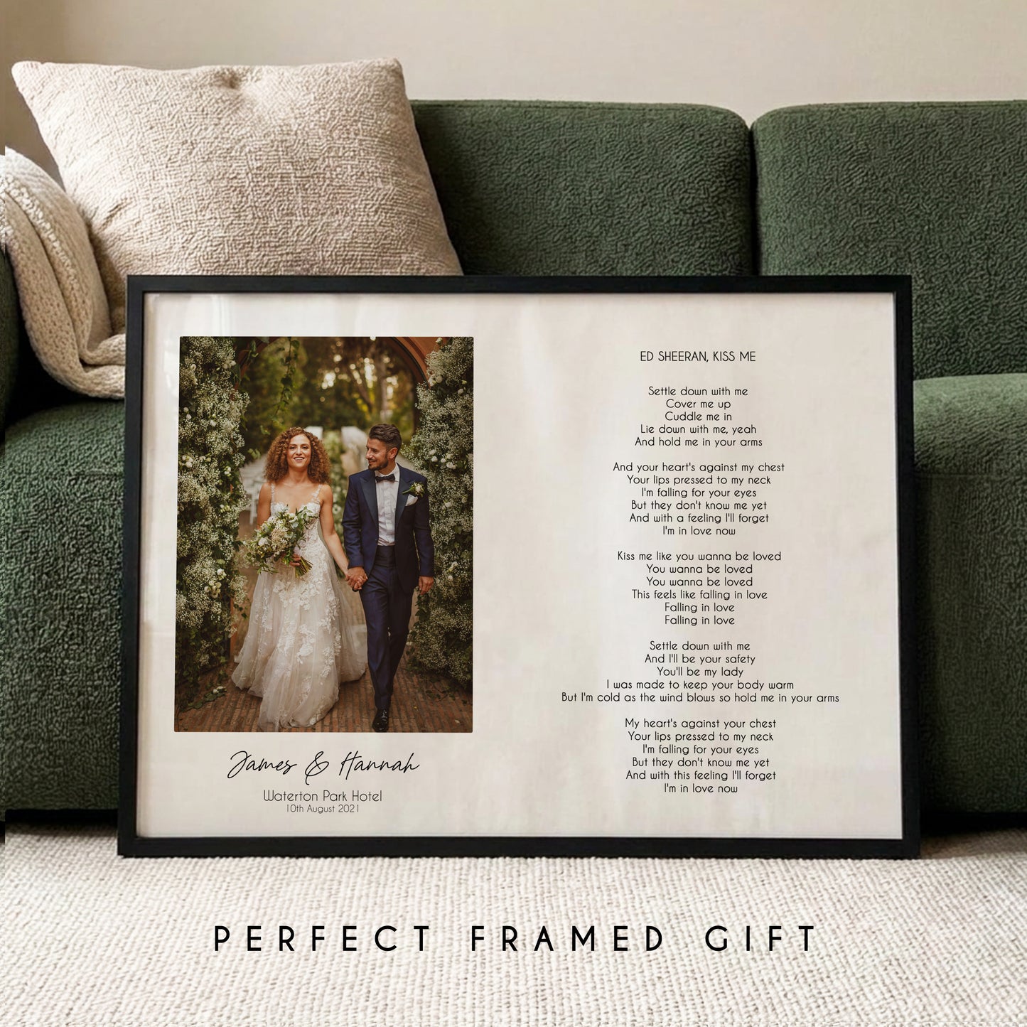 Personalised Wedding Song Lyrics Print with Photo – Custom First Dance Wall Art Gift