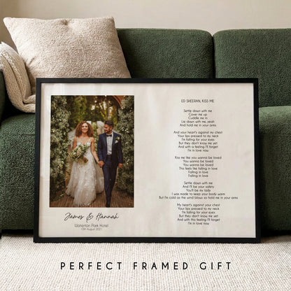 Personalised Wedding Song Lyrics Print with Photo – Custom First Dance Wall Art Gift