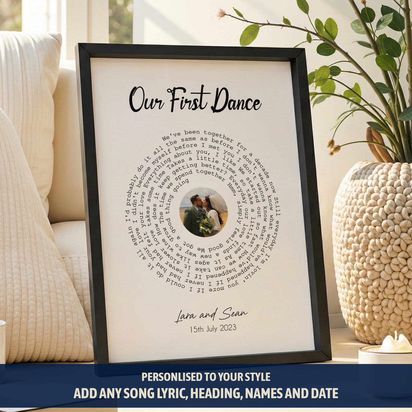 Personalised Our Song Lyrics Print with Photo – Custom First Dance Wedding Gift