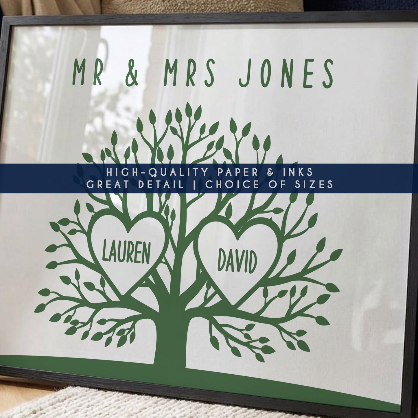 Personalised Family Tree Print – Custom Family Names Wall Art Gift