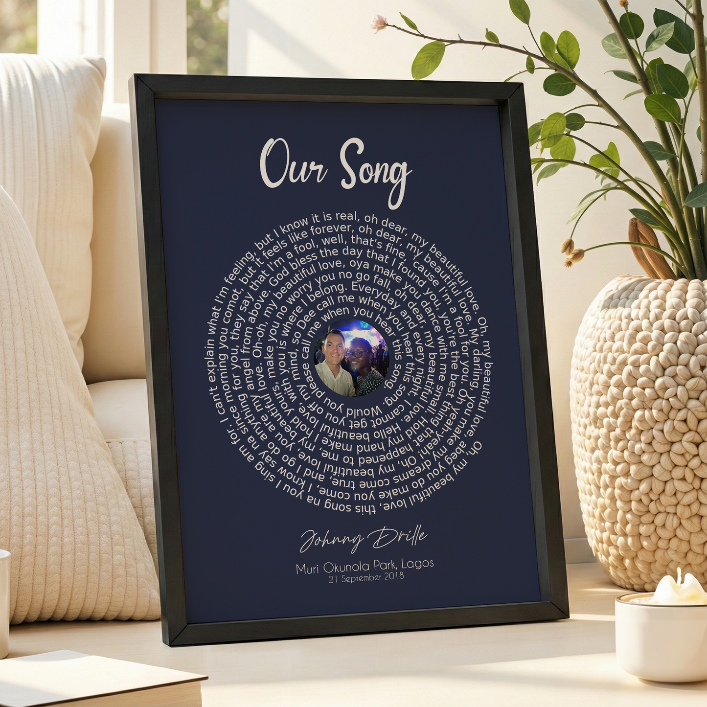 Personalised Our Song Lyrics Print with Photo – Custom First Dance Wedding Gift