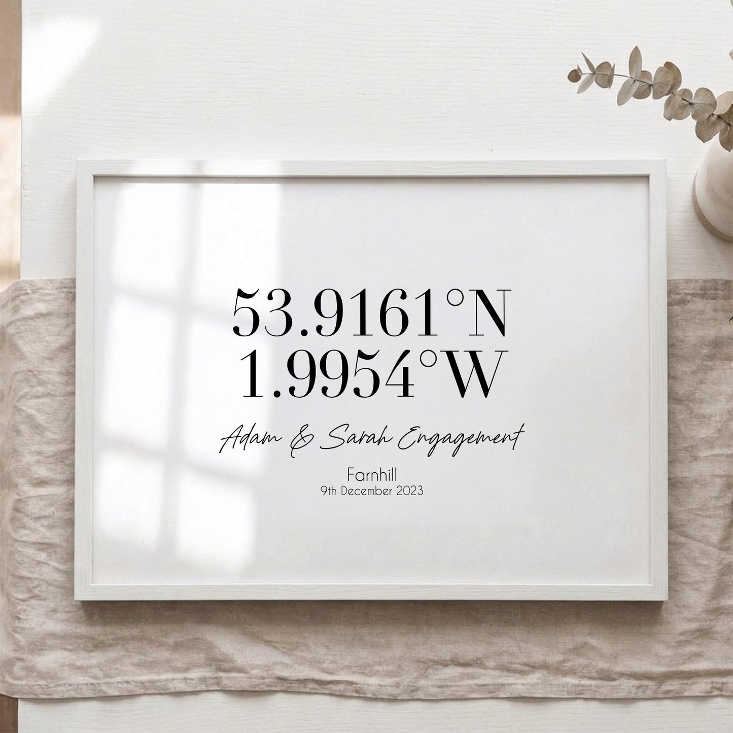 Personalised Coordinates Print – Custom Wedding Location Anniversary Wall Art Gift