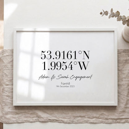 Personalised Coordinates Print – Custom Wedding Location Anniversary Wall Art Gift