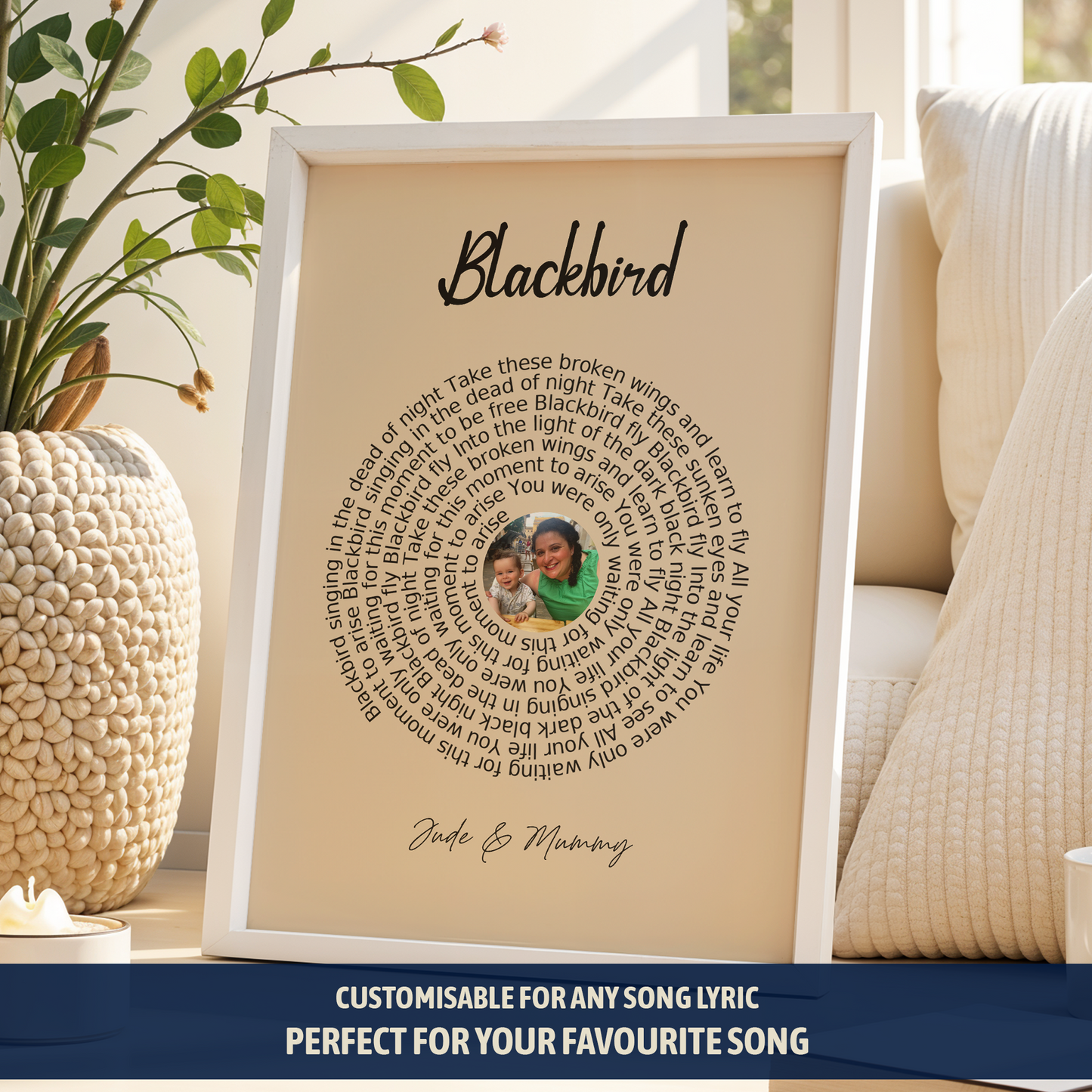 Personalised Our Song Lyrics Print with Photo – Custom First Dance Wedding Gift