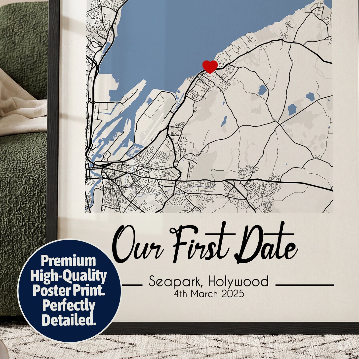 Personalised Where It All Began Map Print – Custom Couple Location Anniversary Gift