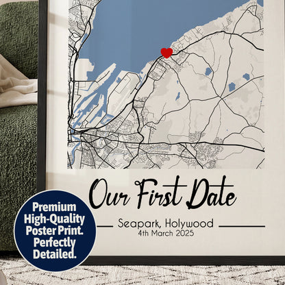 Personalised Where It All Began Map Print – Custom Couple Location Anniversary Gift