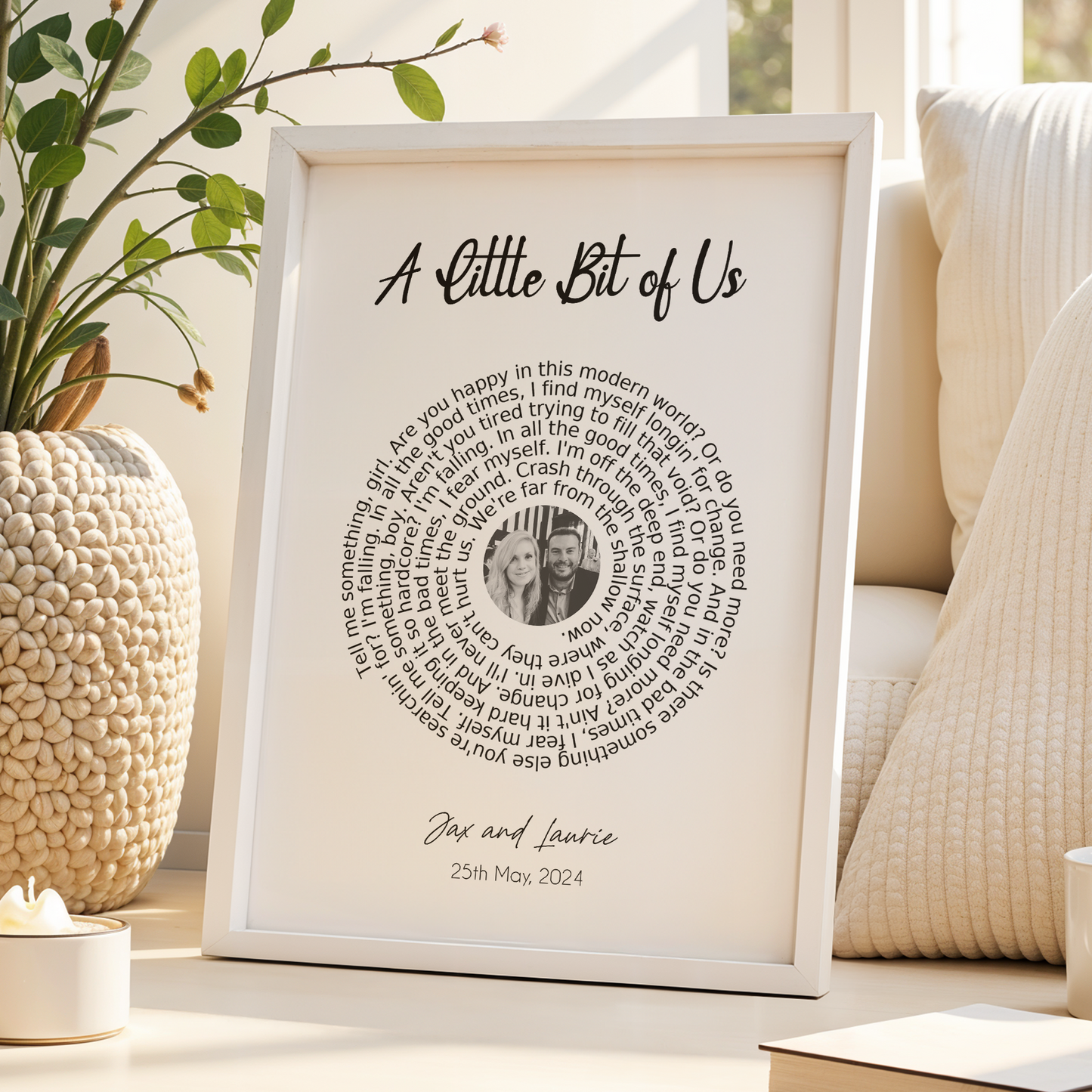 Personalised Our Song Lyrics Print with Photo – Custom First Dance Wedding Gift