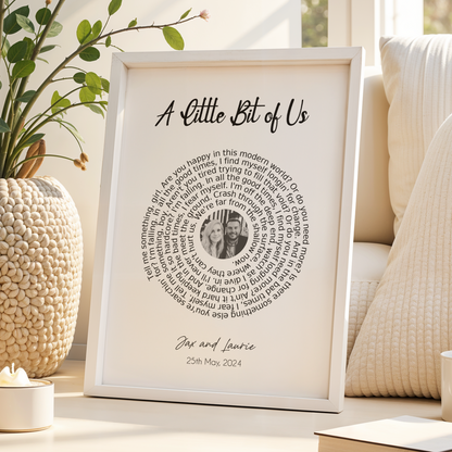 Personalised Our Song Lyrics Print with Photo – Custom First Dance Wedding Gift