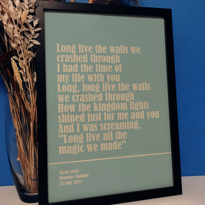 Personalised Song Lyric Print | Custom Music Lyric Wall Art | Wedding First Dance Song Lyrics | Anniversary Print Gifts for Couples