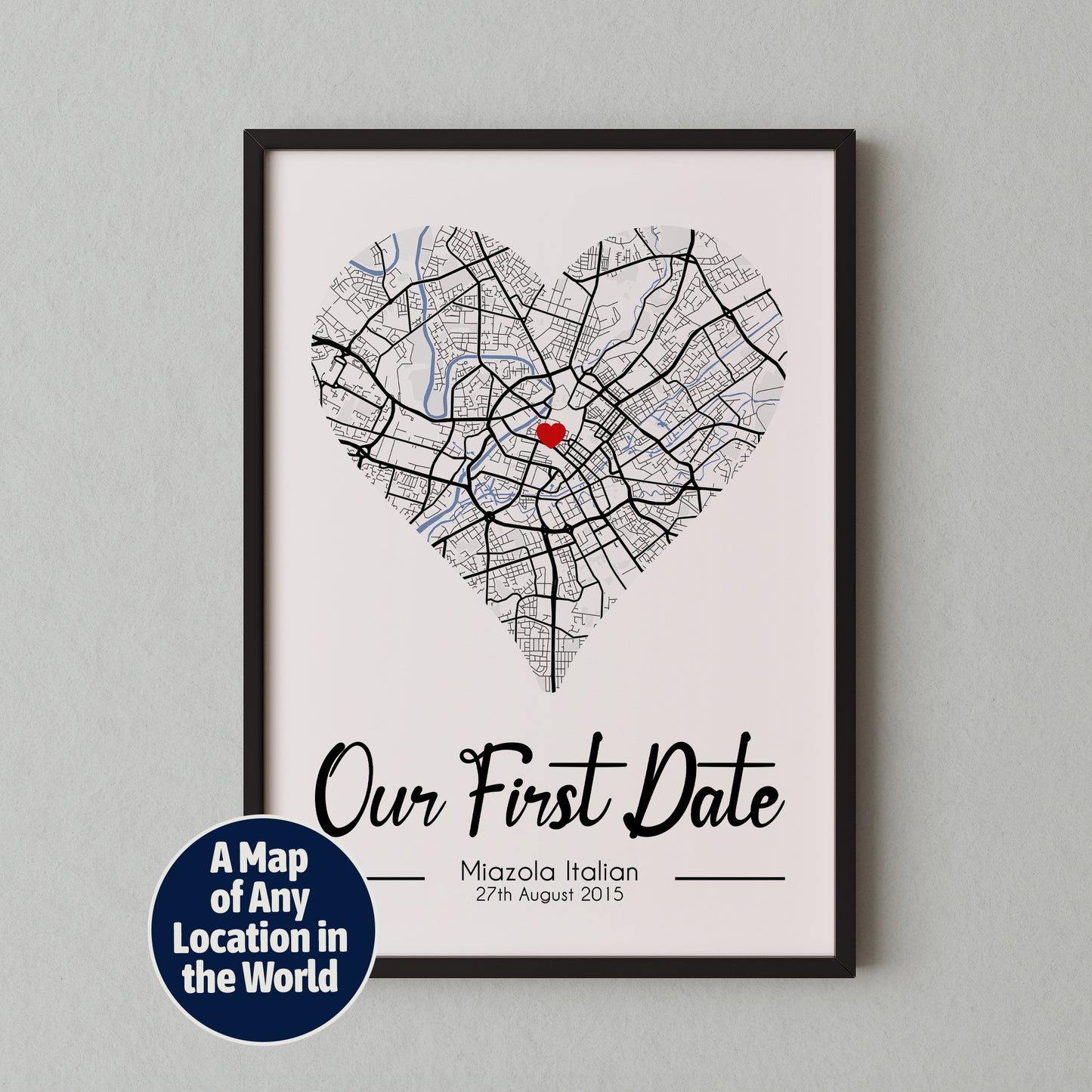 Personalised Where It All Began Map Print – Custom Couple Location Anniversary Gift