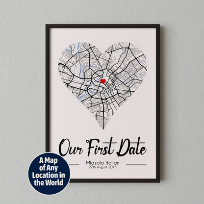 Personalised Where It All Began Map Print – Custom Couple Location Anniversary Gift