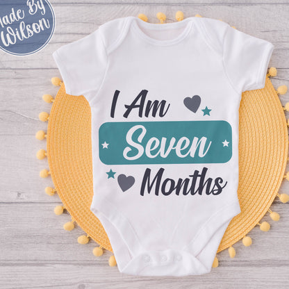 Personalised Baby Progression Babygrow | I Am Months Old Baby Bodysuit | Custom Age Baby Bodysuit | Personalised Baby Months Age Gift