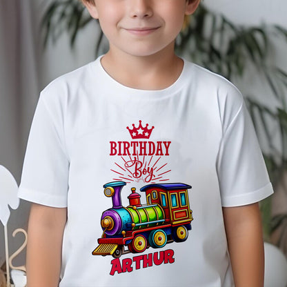 Personalised Toy Train Birthday T-Shirt | Any Name Boys | Kids Train Set Shirt | Custom Boys Train Birthday | Gifts for Boys