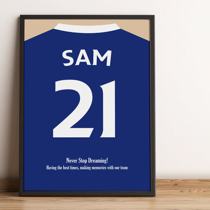 Custom Football Shirt Print | Personalised Football Club Gifts | Favourite Club Poster Print | Football Fan Art | Unique Shirt Name Gift