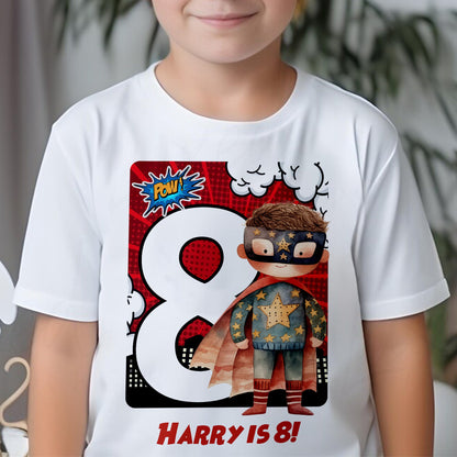 Personalised Superhero T-Shirt | Children's Superhero Birthday Shirt | Any Name Boys Birthday Tee | Custom Superhero Hoodie