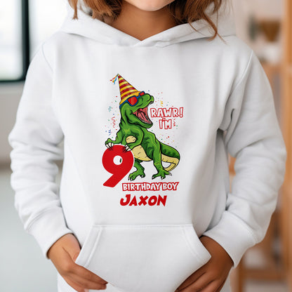 Personalised Dinosaur Birthday T-Shirt, Any Name Any Age, Colourful Dinosaurs Shirt, Custom Dinosaur Birthday Hoodie, Gifts for Children