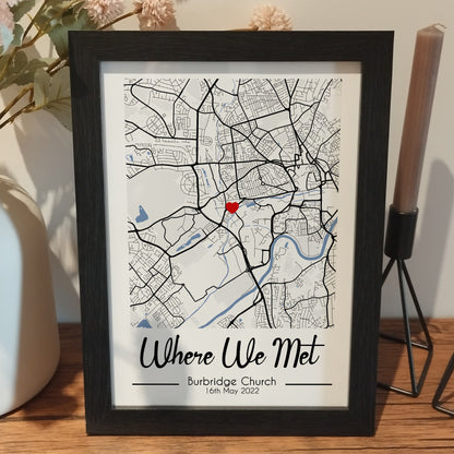 Custom Wedding Day Map Print | Personalised Anniversary Print | 1 Year Paper Anniversary | Wedding Memories Prints | Gifts for Couples