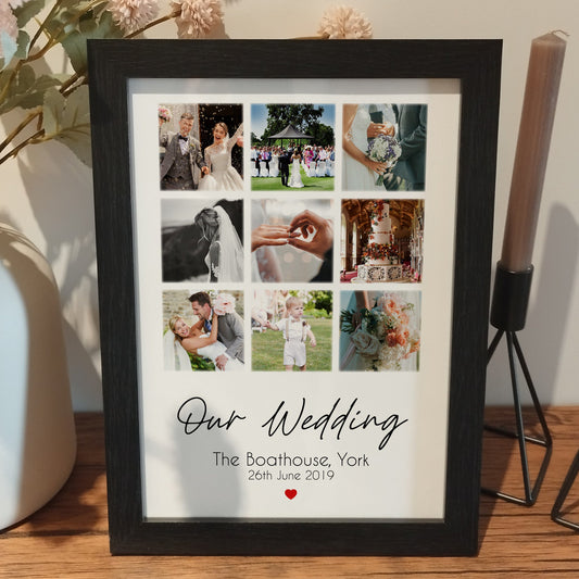 Personalised Our Wedding Photo Print | Wedding Collage Print | Paper Anniversary Gift | Custom Thoughtful Wedding Gifts for Husband and Wife