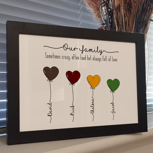 Personalised Family Balloon Print | Our Family Portrait Print | Digital Family Home Wall Art | Family Gifts for Mothers