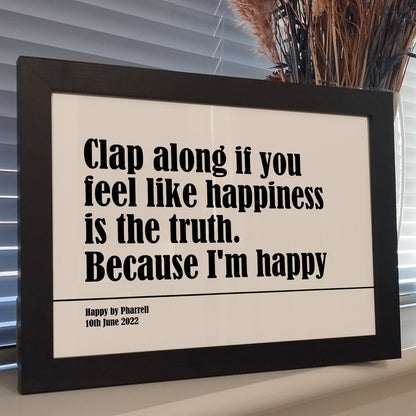 Custom Song Lyric Print, Personalised Music Wall Art, Wedding First Dance Song Lyrics, Anniversary Print Gifts for Couples