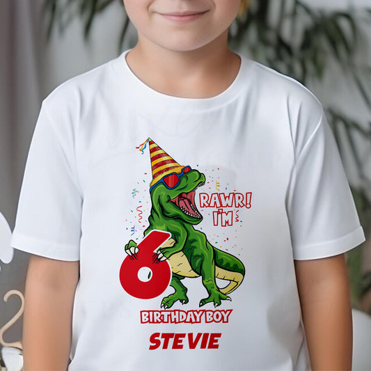 Personalised Dinosaur Birthday T-Shirt, Any Name Any Age, Colourful Dinosaurs Shirt, Custom Dinosaur Birthday Hoodie, Gifts for Children