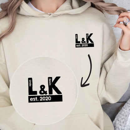 Custom Couples Initials Hoodie | Personalised Wedding Gift | Husband and Wife Hoodie | First Anniversary Gift | Gift For Couples Newlyweds